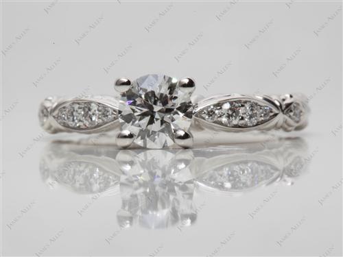 Platinum 0.70 Round cut Pave Diamond Engagement Rings
