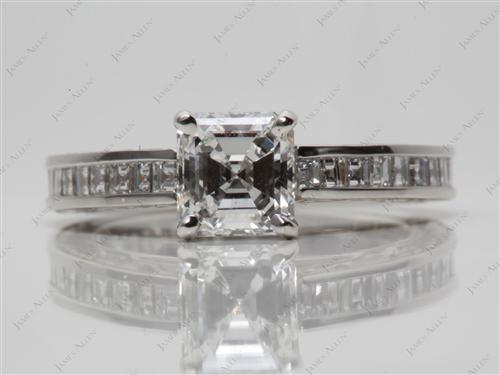 Platinum 0.92 Asscher cut Channel Setting Ring