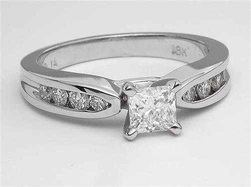White Gold 0.53 Princess cut Diamond Ring With Side Stones