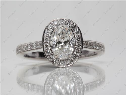 White Gold 1.00 Oval cut Pave Engagement Ring