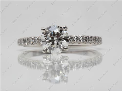 Platinum 0.84 Round cut Pave Ring Setting