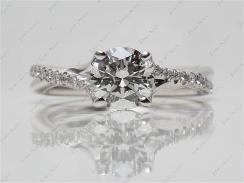 White Gold 1.00 Round cut Pave Rings