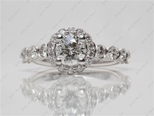 White Gold 0.51 Round cut Pave Setting Rings