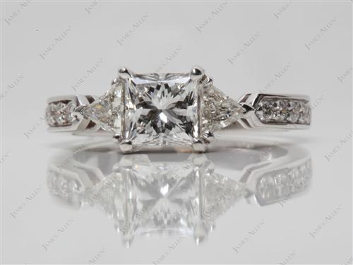 White Gold 1.00 Princess cut Three Stones Diamond Rings