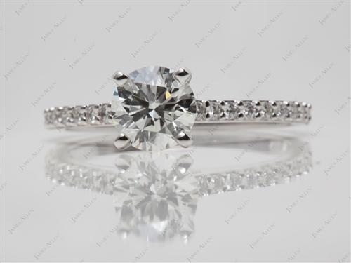 White Gold 1.30 Round cut Engagement Ring With Sidestones