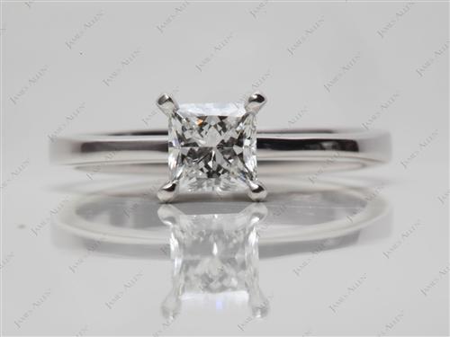 White Gold 0.72 Princess cut Diamond Solitaire Ring Settings