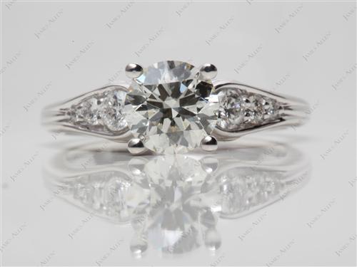 White Gold 1.31 Round cut Side Stone Engagement Rings