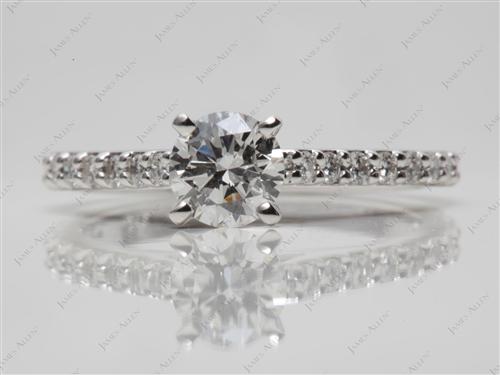 White Gold 0.60 Round cut Diamond Ring With Sidestones