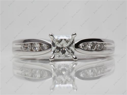White Gold 0.77 Princess cut Channel Setting Engagement Rings