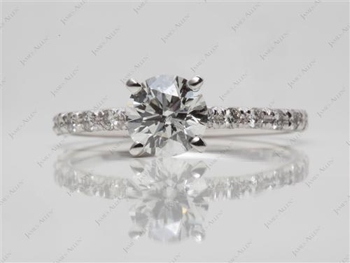 White Gold 1.00 Round cut Diamond Pave Ring