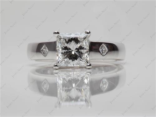 White Gold 1.12 Princess cut Engagement Rings