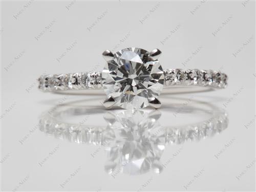 White Gold 0.92 Round cut Pave Diamond Engagement Rings