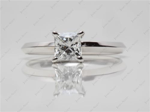 White Gold 0.72 Princess cut Diamond Solitaire Rings