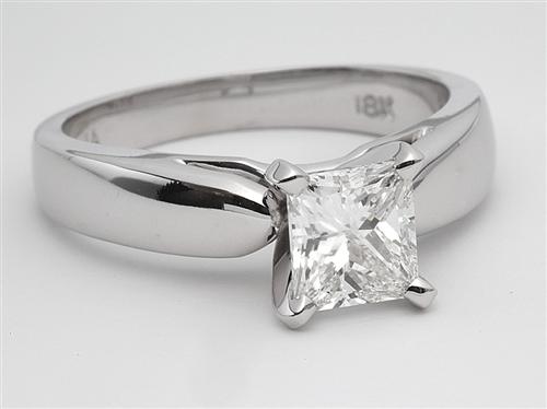 White Gold 0.92 Princess cut Diamond Solitaire Ring Settings