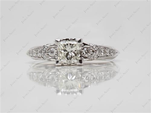 White Gold 0.50 Princess cut Micro Pave Engagement Rings