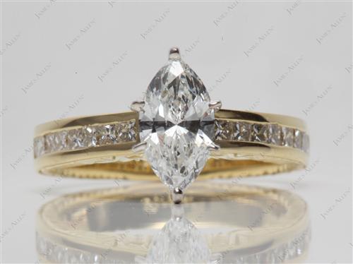 Gold 1.05 Marquise cut Channel Set Diamond Rings