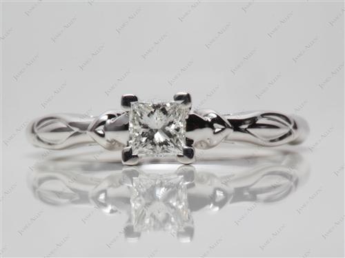 White Gold 0.49 Princess cut Engagement Ring