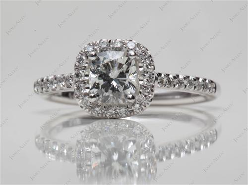 White Gold 0.69 Cushion cut Diamond Rings