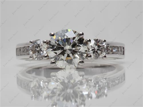 White Gold 1.60 Round cut Three Stones Rings
