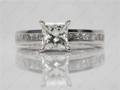 White Gold 1.23 Princess cut Channel Set Rings