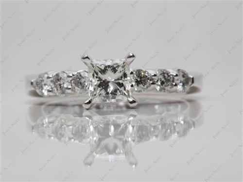 Platinum 0.61 Princess cut Side Stone Engagement Ring