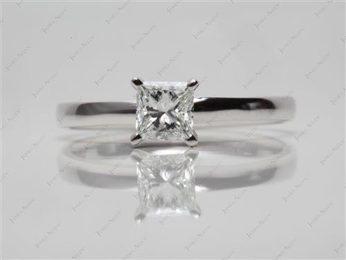 White Gold 0.52 Princess cut Solitaire Engagement Rings