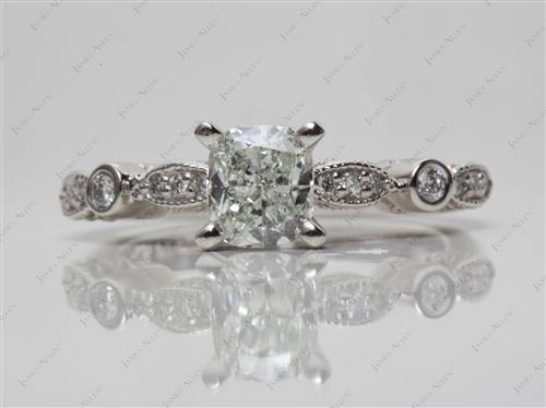 Platinum 0.84 Cushion cut Sidestone Engagement Ring