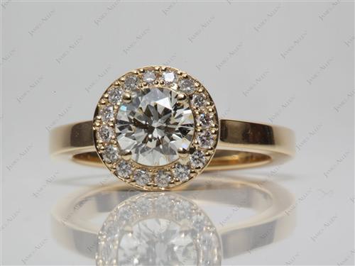 Gold 0.75 Round cut Pave Diamond Engagement Rings