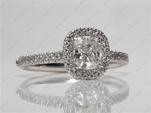 Platinum 0.75 Cushion cut Pave Engagement Ring
