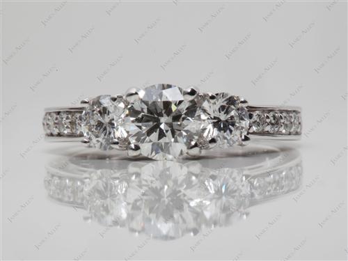 White Gold 0.71 Round cut Three Stones Ring