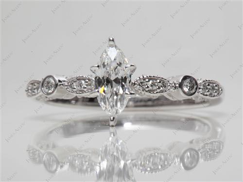 White Gold 0.50 Marquise cut Princess Cut Engagement Rings With Side Stones