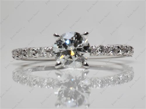White Gold 0.81 Round cut Engagement Ring Micro Pave