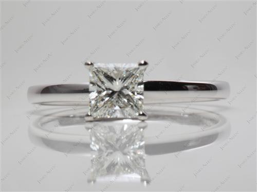 White Gold 0.92 Princess cut Solitaire Ring Setting