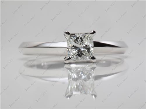White Gold 0.72 Princess cut Solitaire Ring