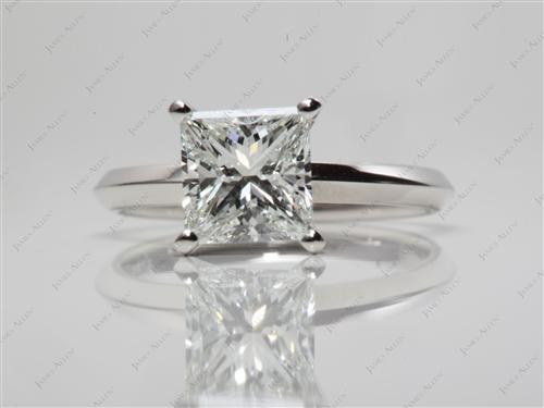 Platinum 1.56 Princess cut Diamond Solitaire Ring Settings