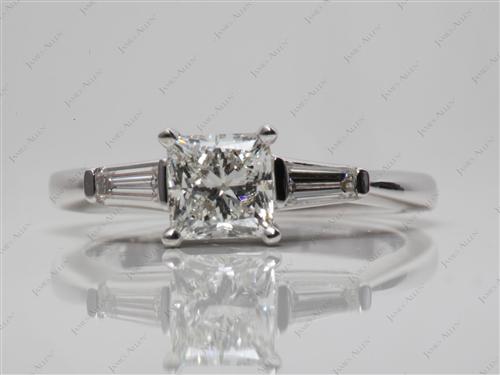 White Gold 1.01 Princess cut Diamond Rings With Side Stones