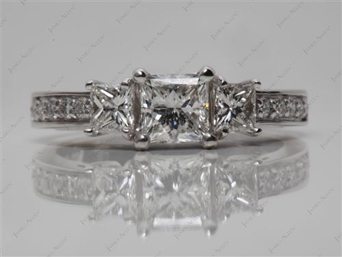 White Gold 0.71 Princess cut Three Stones Ring