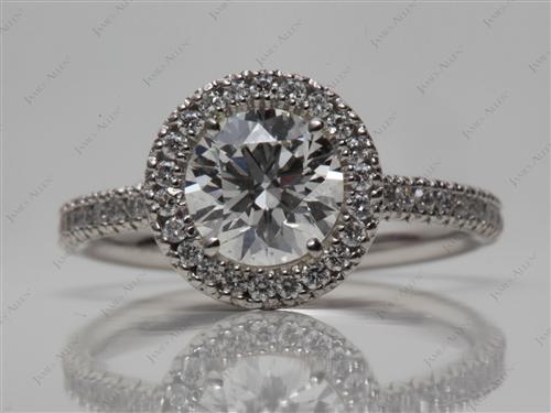 Platinum 1.13 Round cut Pave Engagement Ring