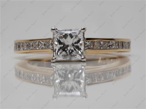 Gold 0.90 Princess cut Channel Set Diamond Ring