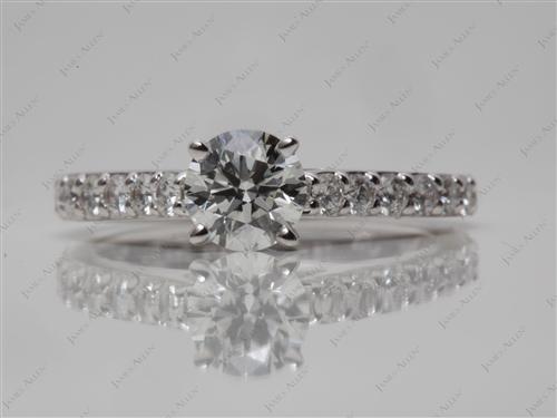 White Gold 0.60 Round cut Diamond Ring With Sidestones