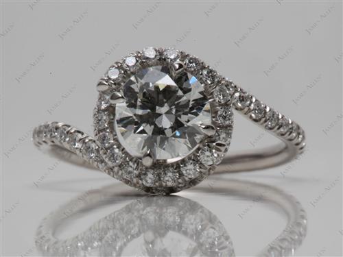 Platinum 0.90 Round cut Micro Pave Engagement Rings