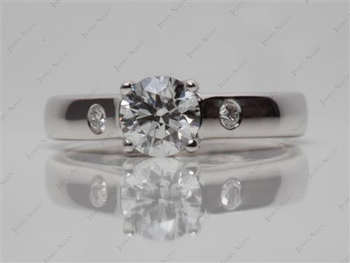 White Gold 0.70 Round cut Engagement Ring