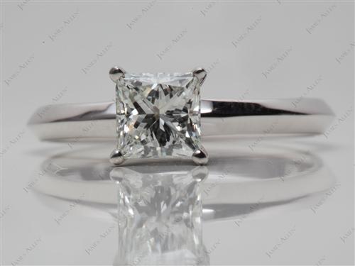 White Gold 1.00 Princess cut Solitaire Engagement Ring