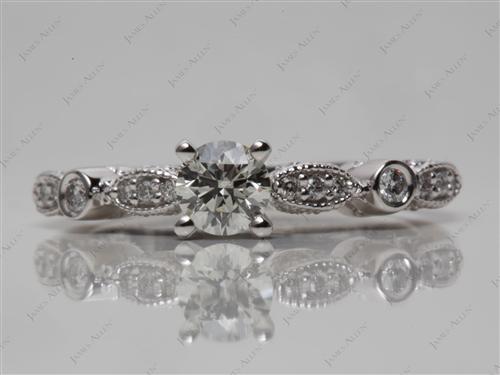 White Gold 0.33 Round cut Diamond Rings