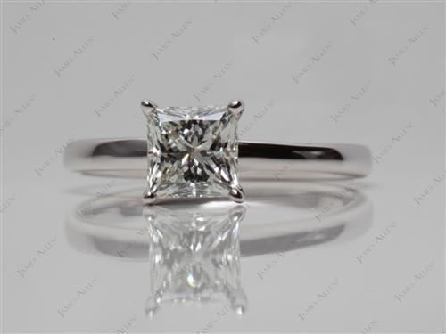 White Gold 1.00 Princess cut Diamond Rings