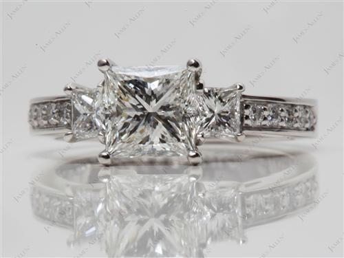 Platinum 1.50 Princess cut Three Stones