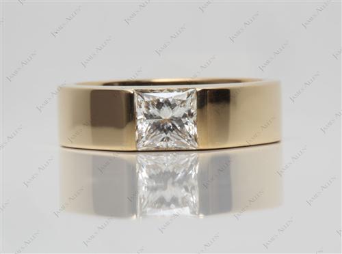 Gold 0.93 Princess cut Tension Diamond Rings