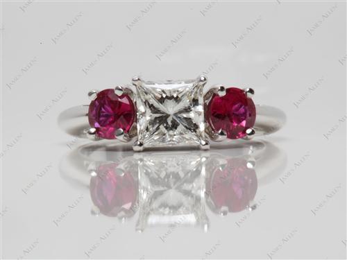 White Gold 1.05 Princess cut Sapphire Engagement Rings