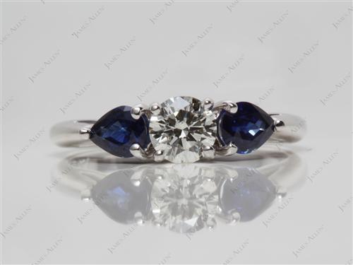 White Gold 0.50 Round cut Ruby Rings