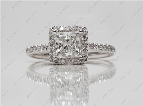 White Gold 1.01 Princess cut Pave Ring Settings